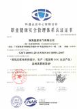 职业健康安全管理体系认证证书